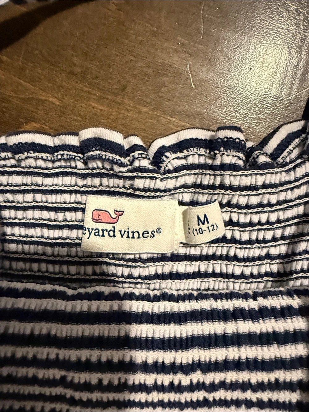 Vineyard vines kids striped Blue & White Wide-Leg Jumpsuit with Tie Straps